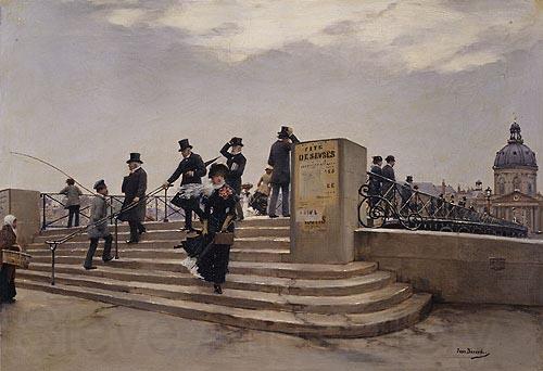Jean Beraud A Windy Day on the Pont des Arts Germany oil painting art